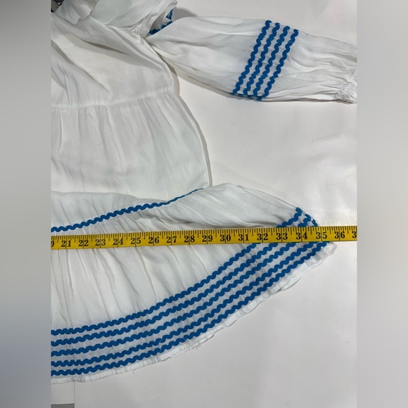 Blue Island White & Blue Rickrack Boho Beach Coverup Dress Size Small - Picture 11 of 16